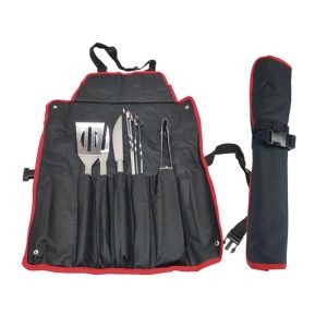 pechera para asado con utensilios