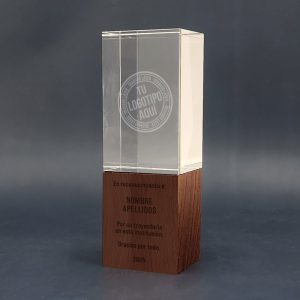 Galvano de cristal y madera tipo Tótem